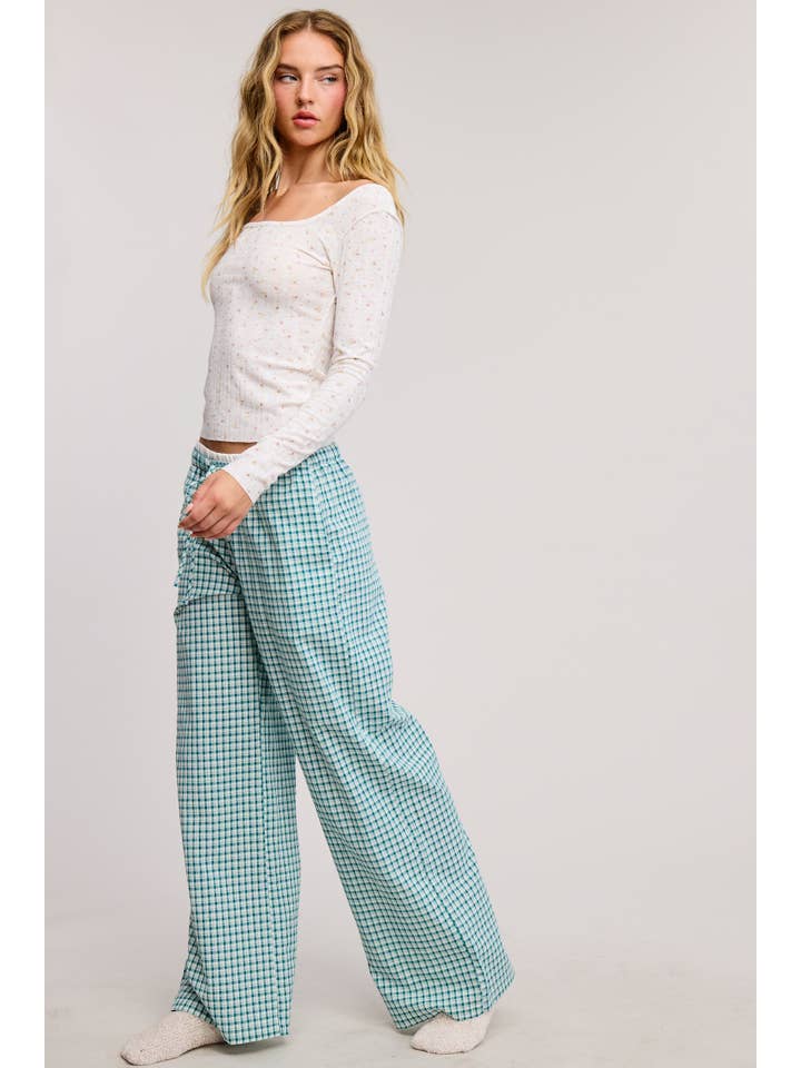 Mimosa - Wholesale Lounge Sweatpants/Joggers - Women's - Gingham Boxer Lounge Pants with Contrast Waistband11