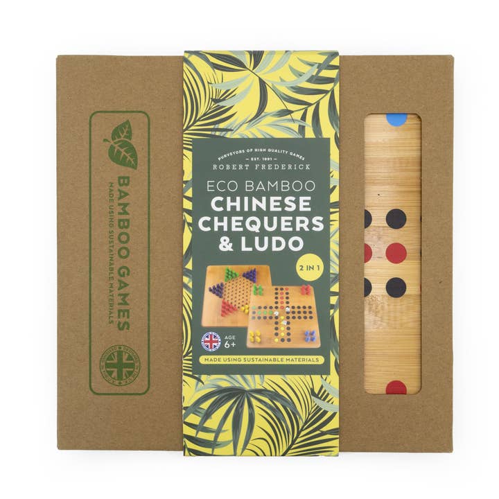 Bamboo Chinese Chequers & Ludo Double Set - Made Using Sustainable Materials for wholesale by Robert Frederick Ltd
