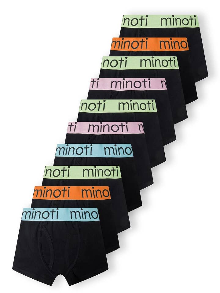 Boys Trunks Pack Solid Black with Color Waistbands for wholesale by Minoti sp. z o.o.