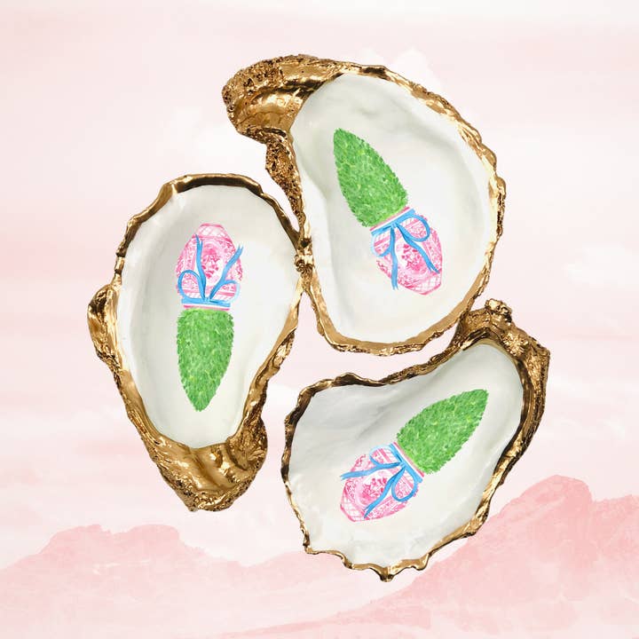 Pink Chinoiserie Jar Oyster Shell Ring Dish for wholesale by Willett and Co