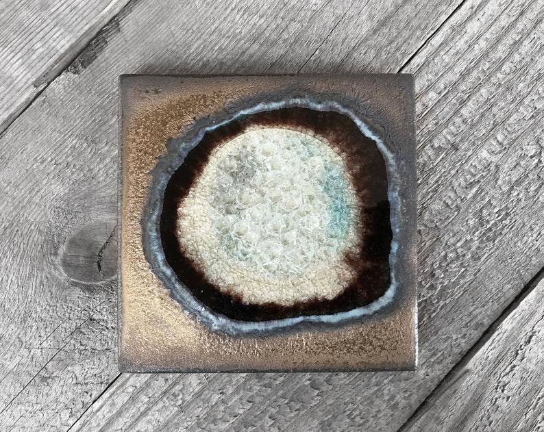 Dock 6 Pottery - Vente Sous-verre - Sous-verre Geode Crackle, individuel, 4 « x 4", verre fondu6