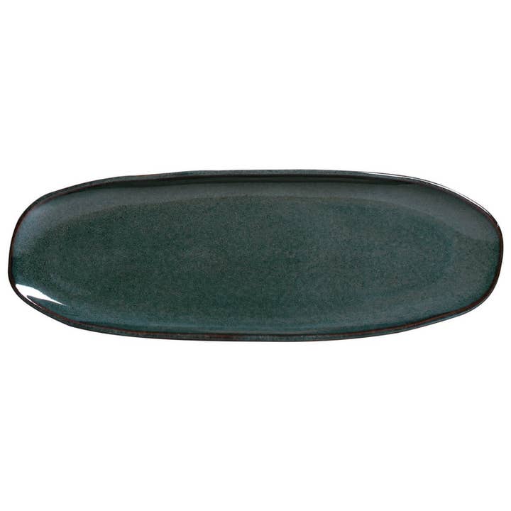 Green Shallow Oval Platter Large 14.17 x 5.12" Oceano for wholesale on Faire5