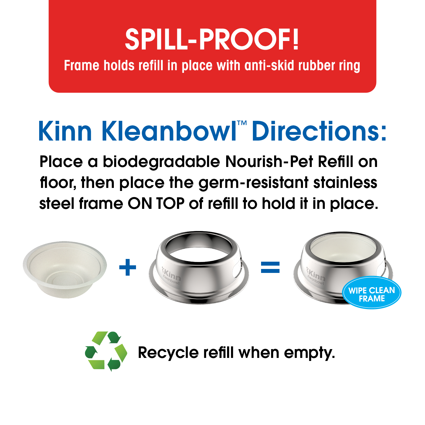 Kinn - Wholesale Pet Bowl - Cat/Dog - 32 oz Kleanbowl Nourish - Pet Refills2