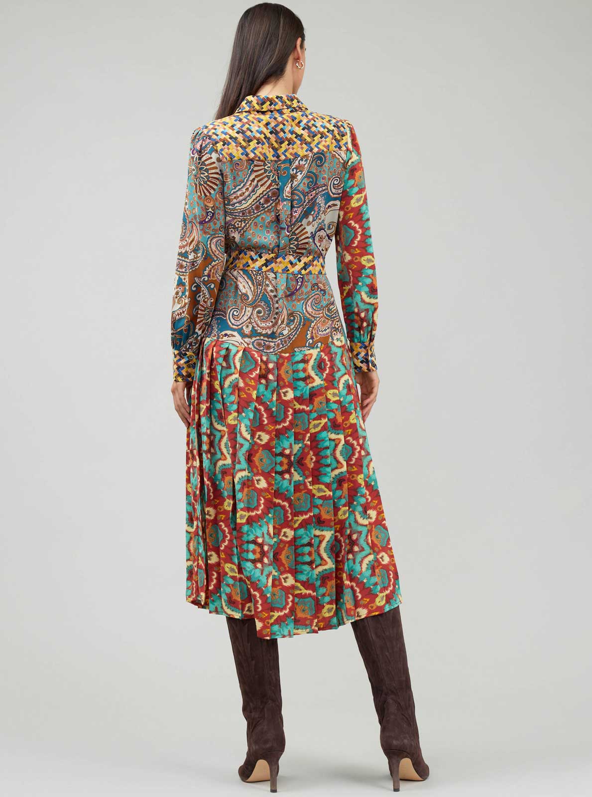 Mlt Robe chemise ceinturée à motif abstrait en blocs de couleur en vente sur Faire2