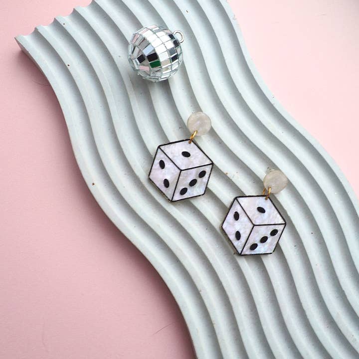 Roll the Dice Acrylic Earrings for wholesale by Rosamond Street