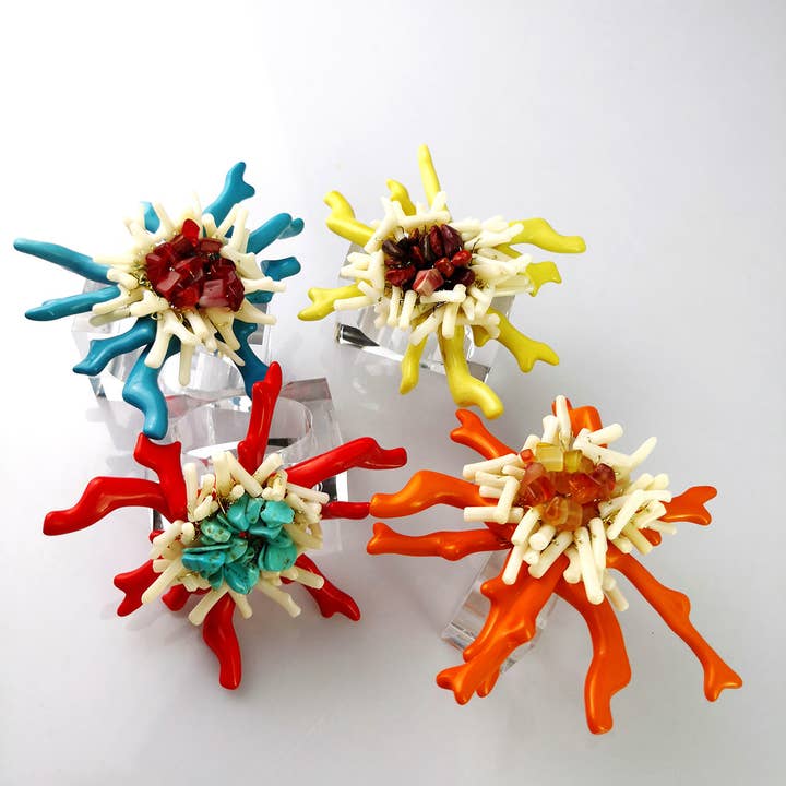 Conjunto de 4 argolas de guardanapo Hawaii por atacado de JO & PA