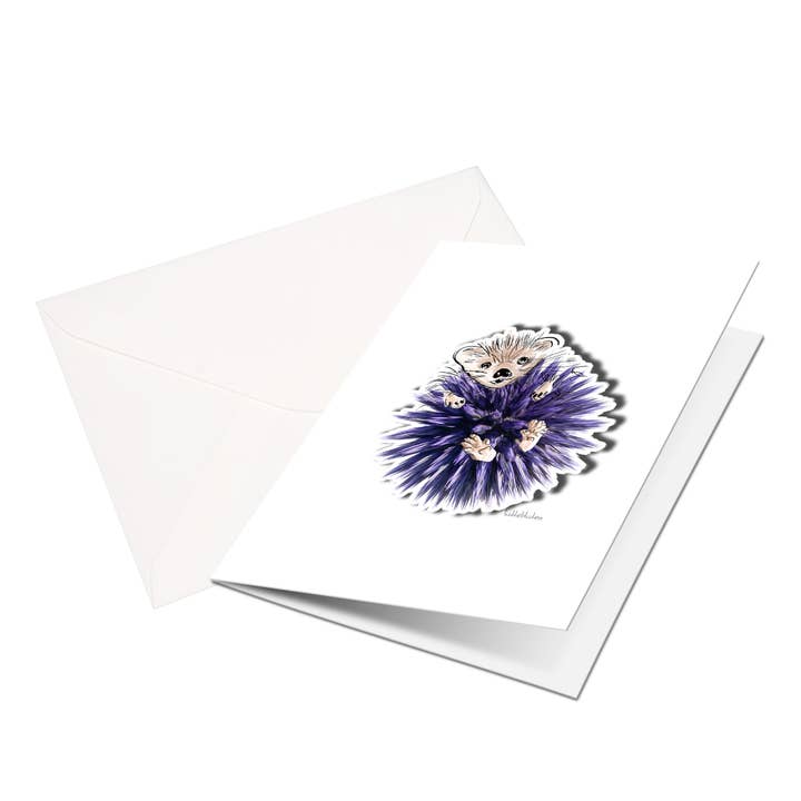 Magnet on folding card - ball thistle hedgehog for wholesale by Lütteblüten