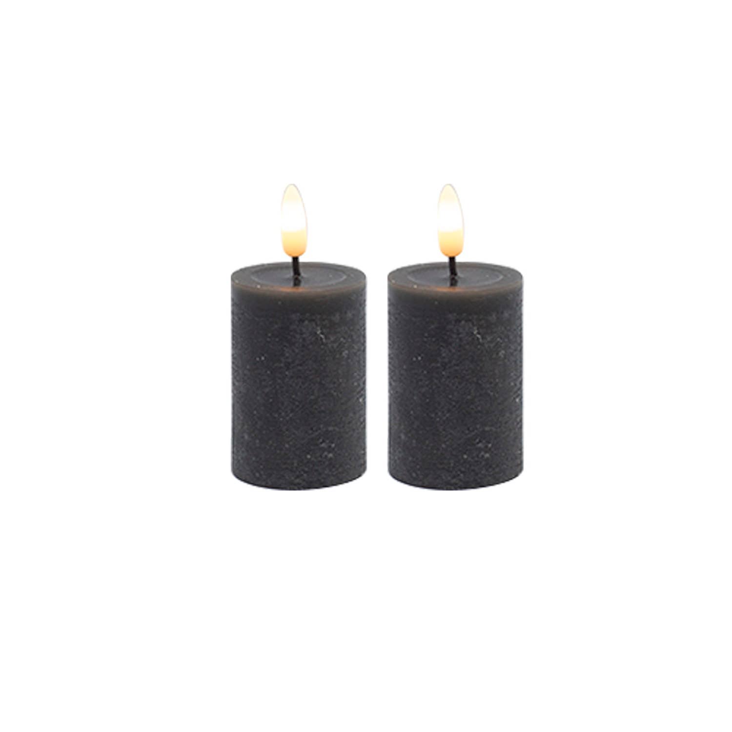 2 pc Set Gray Flameless Pillar Candle for wholesale on Faire1
