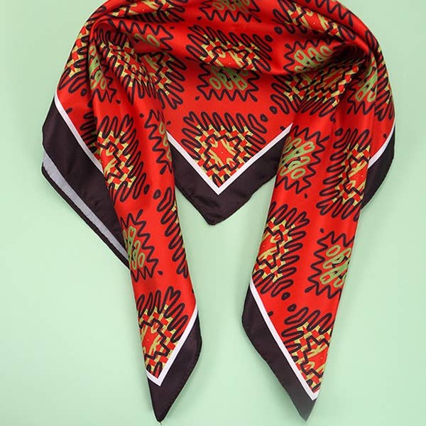 Red WAIVY DIAMOND SILKY FEEL BANDANA SCARF | 40SC617 for wholesale on Faire