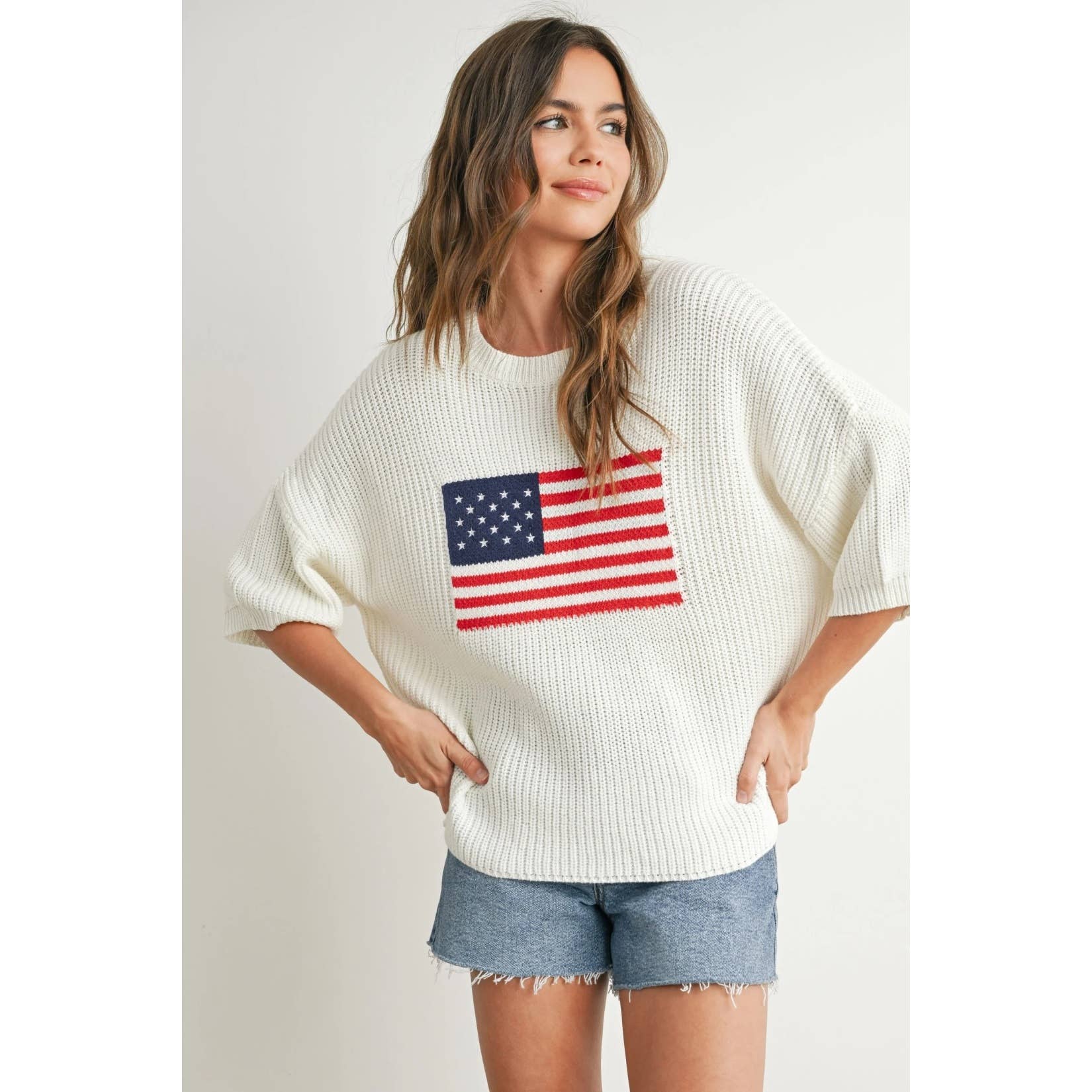 Apolline - Wholesale Knit Sweater - Women's - Patriotic Flag Print Knit Sweater for Bold Style and Comfort0