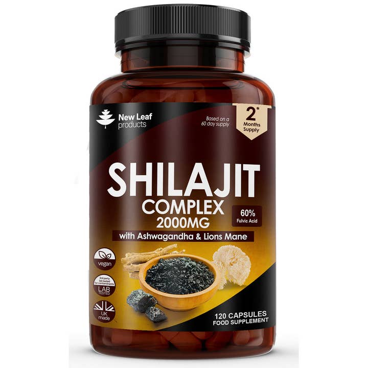 Shilajit Complex + Ashwagandha & Lions Mane 2000mg Capsules for wholesale by New Leaf products Ltd
