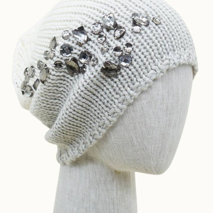 Olive & Pique – Gorro - Mulher por atacado – Gorro Slouchy Lã Sedosa Bejewelled Glitz Gem