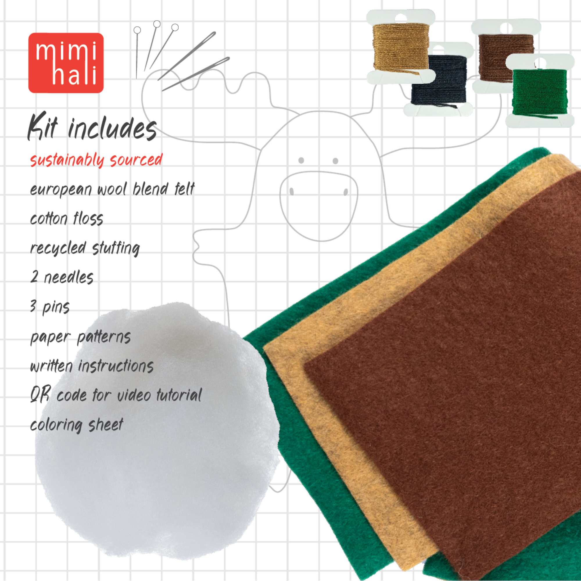 Mimihali - Wholesale Craft Sewing Kit - MOOSE and TREE felt sewing kit for kids5