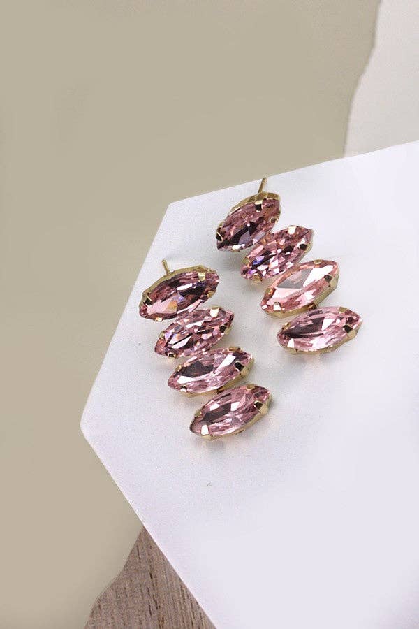 JOSSLYN by wall to wall - Wholesale Dangle Earrings - CRYSTAL GLASS BAGUETTE DROP EARRINGS | 40E2735