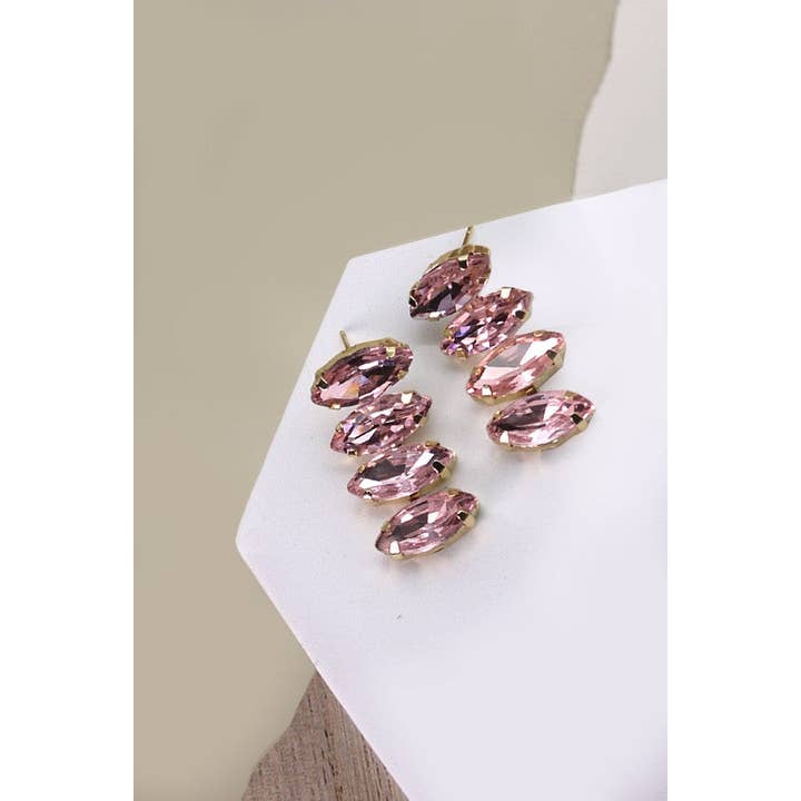 JOSSLYN by wall to wall - Wholesale Dangle Earrings - CRYSTAL GLASS BAGUETTE DROP EARRINGS | 40E2735