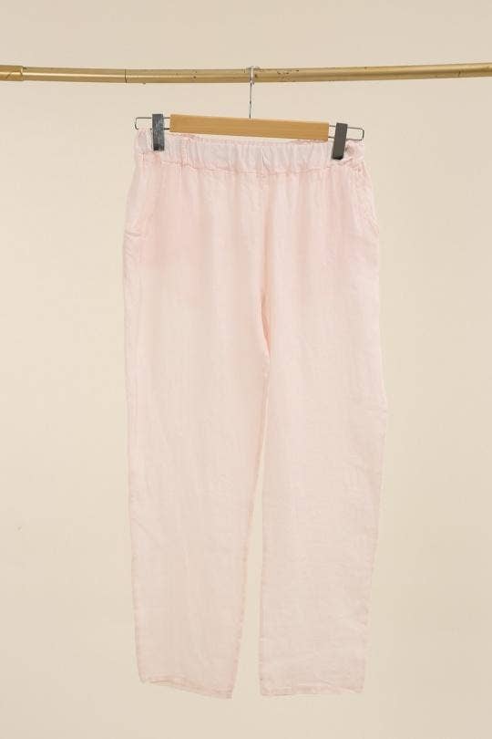 NAÏS PARIS - Wholesale Pants - Women's - Straight elasticated trousers with back pockets, 100% linen3