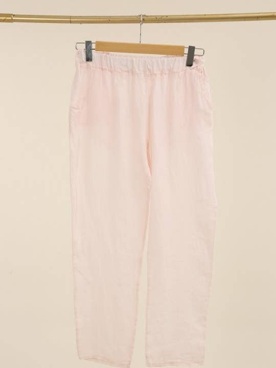 NAÏS PARIS - Wholesale Pants - Women's - Straight elasticated trousers with back pockets, 100% linen3
