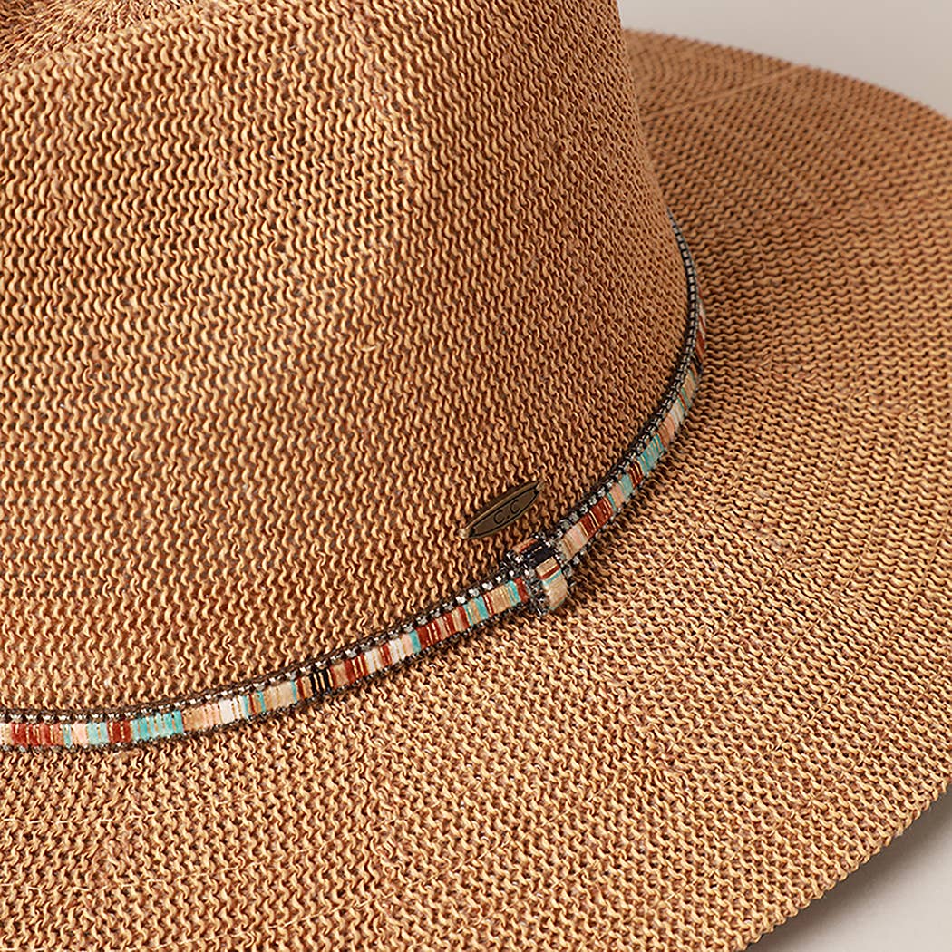 Fashion City - Vendita all'ingrosso Cappello di paglia - Donna - Filo multicolore con cappello Panama con perline11