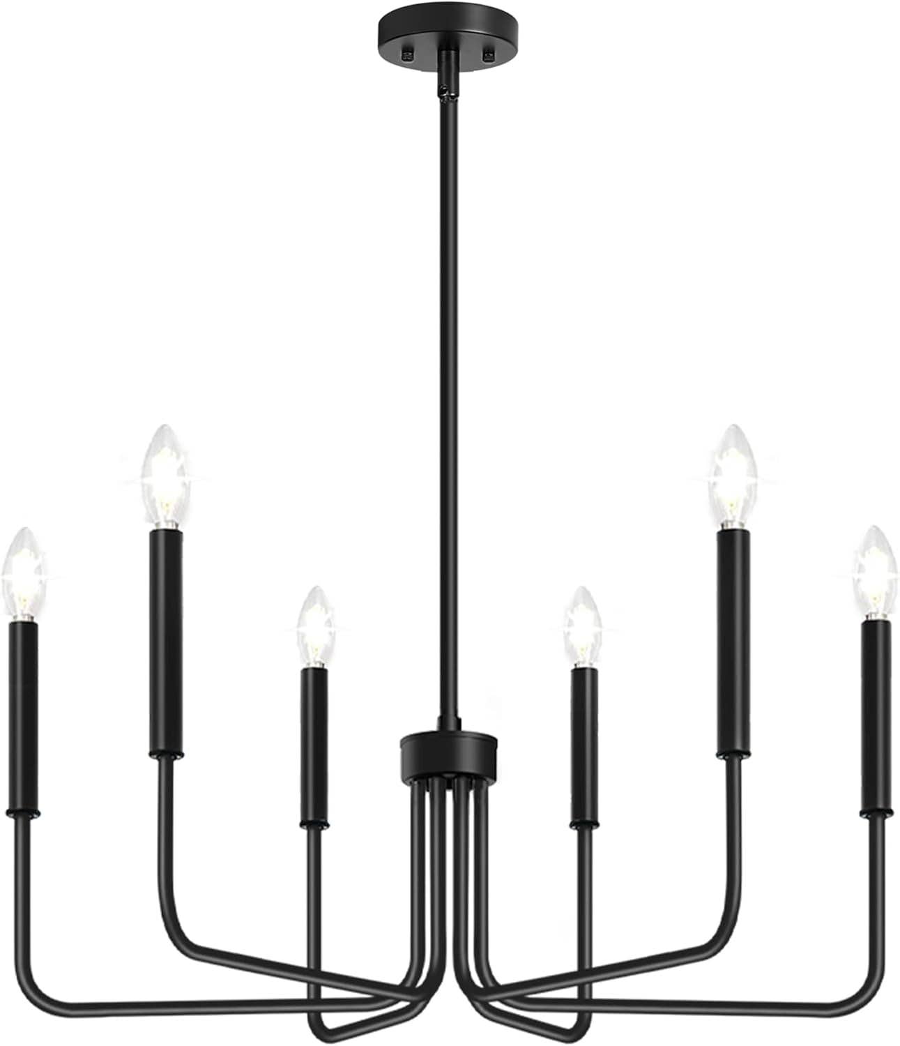 Black Six Light Farmhouse Chandelier For Dining Room for wholesale on Faire1