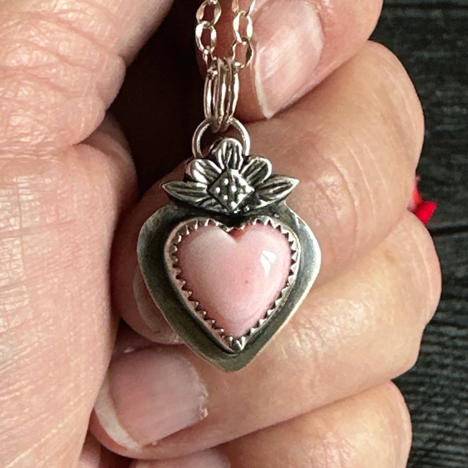 oaktownwendy - Wholesale Pendant/Charm Necklace - Pink Queen Conch Sacred Heart Necklace - Sterling Silver5