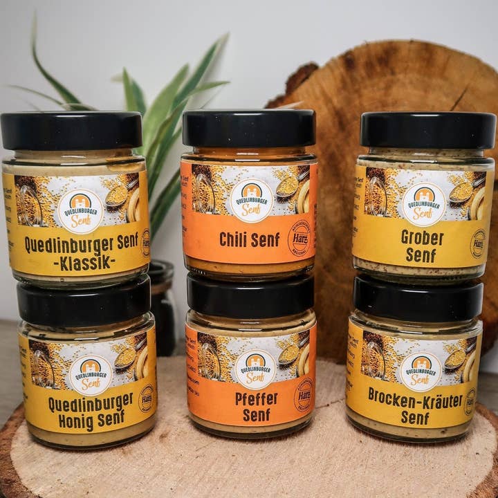 Harzer sennepsspecialiteter pakke for engroshandel hos Quedlinburger Senf