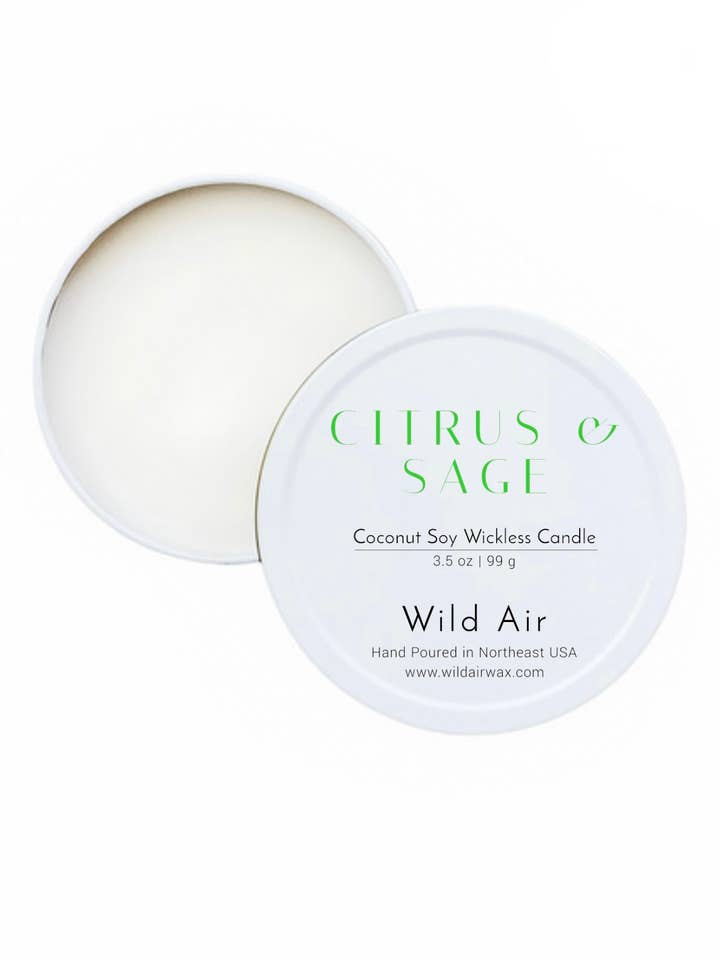 Bougie sans mèche Citrus+Sauge 3,5 oz pour la vente par Wild Air