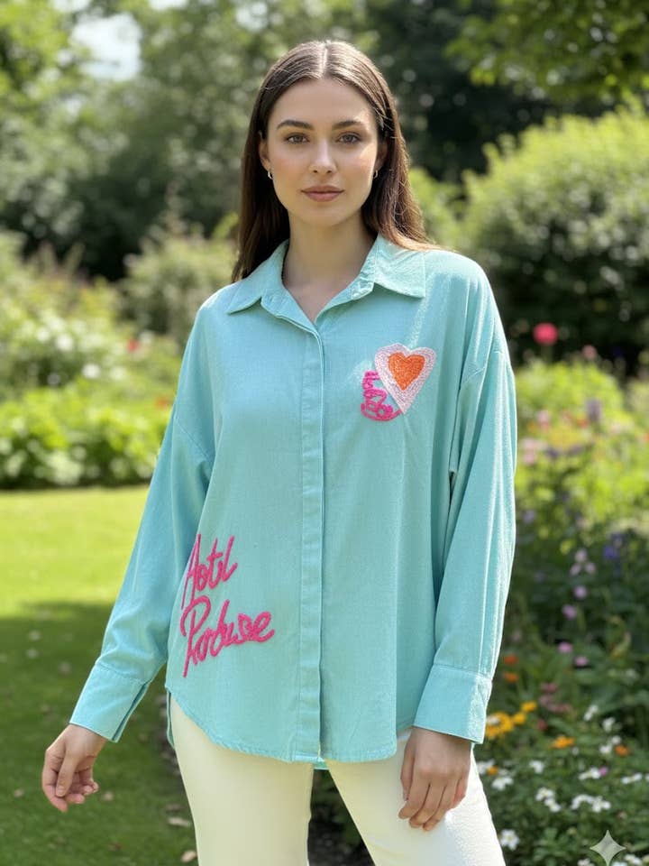 Oversize skjorte med broderier for engroshandel hos VICTORIA&ISAAC