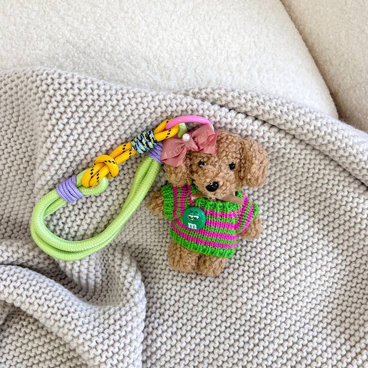 ACACIA(Formerly OLA) - Wholesale Purse/bag accessory – Women’s - Hand-Knitted Green Stripe Sweater Teddy Bag Charm