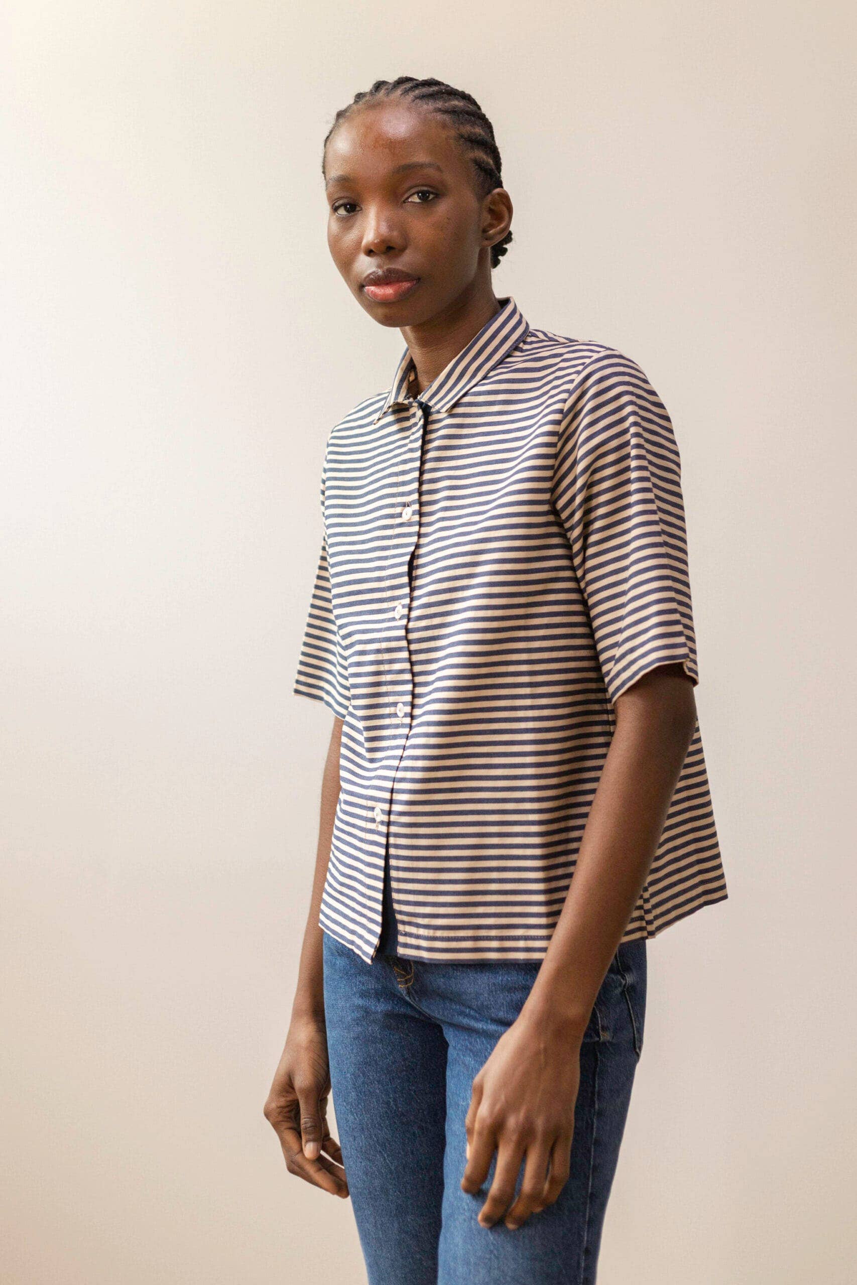 PAN Producto Básico - Wholesale Coat - Women's - Blue striped shirt1