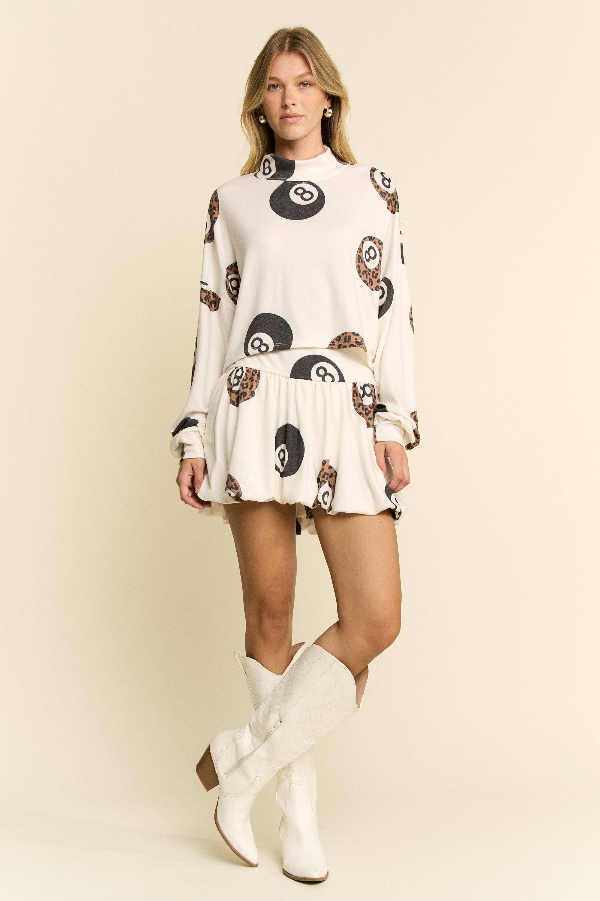 Cotton Muse - Vente Ensemble haut et jupe - Femme - ENSEMBLE HAUT/JUPE IMPRIMÉ LÉOPARD À HUIT BOULES3