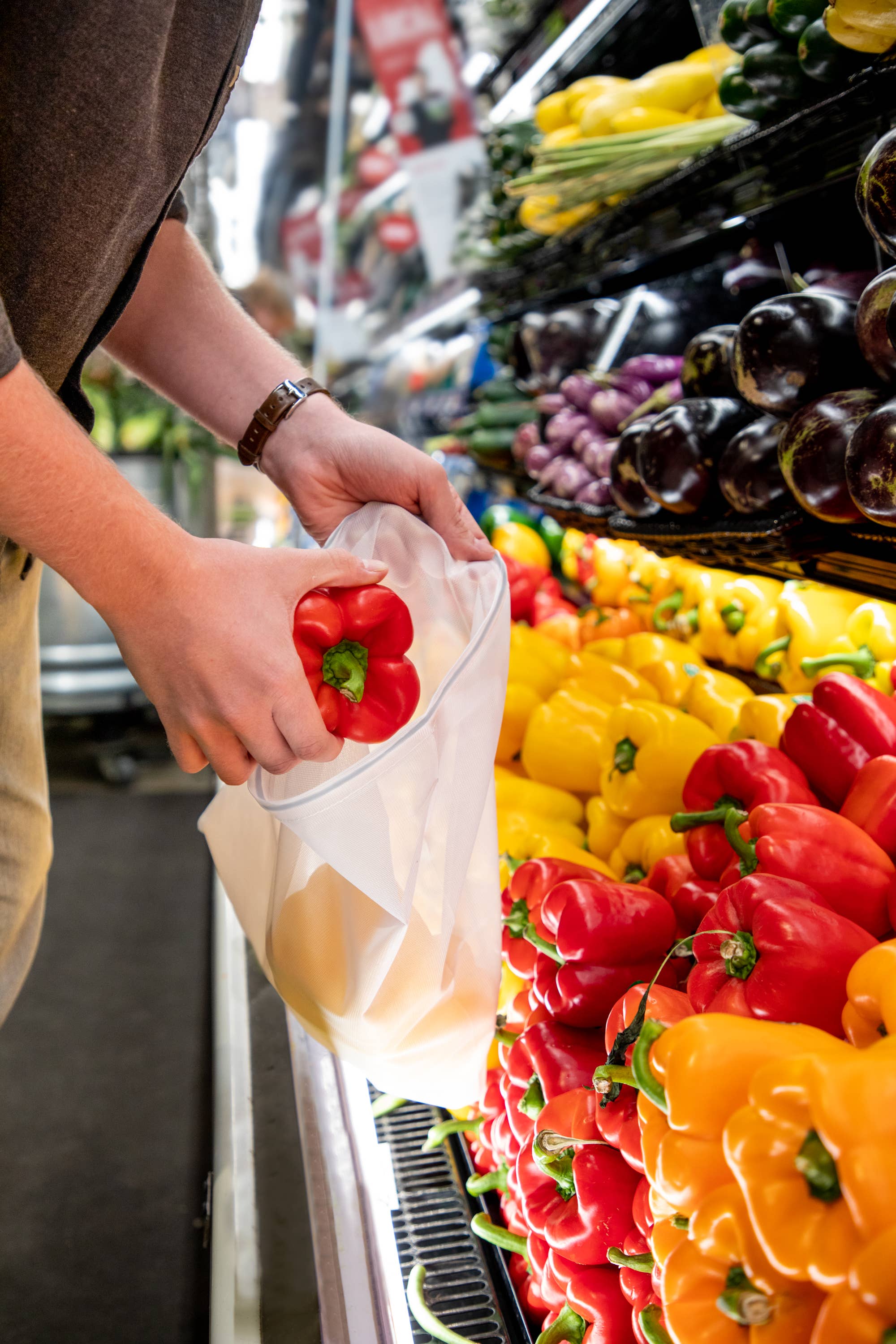 Core Home - Vente Sacs de course/à provisions - CORE KITCHEN Lot de 3 sacs réutilisables en maille S/m/L - Blanc3