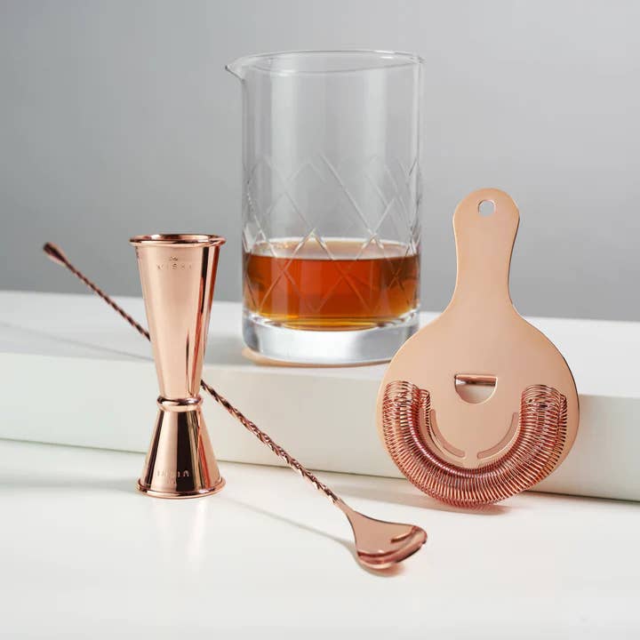 Viski - Wholesale Bar Tool - Summitâ„¢ Copper-Plated Mixologist Barware Set - Set of 4