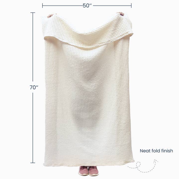 Ivory Waffle Weave 100% Cotton Throw, Ivory, 50"x 70" for wholesale on Faire