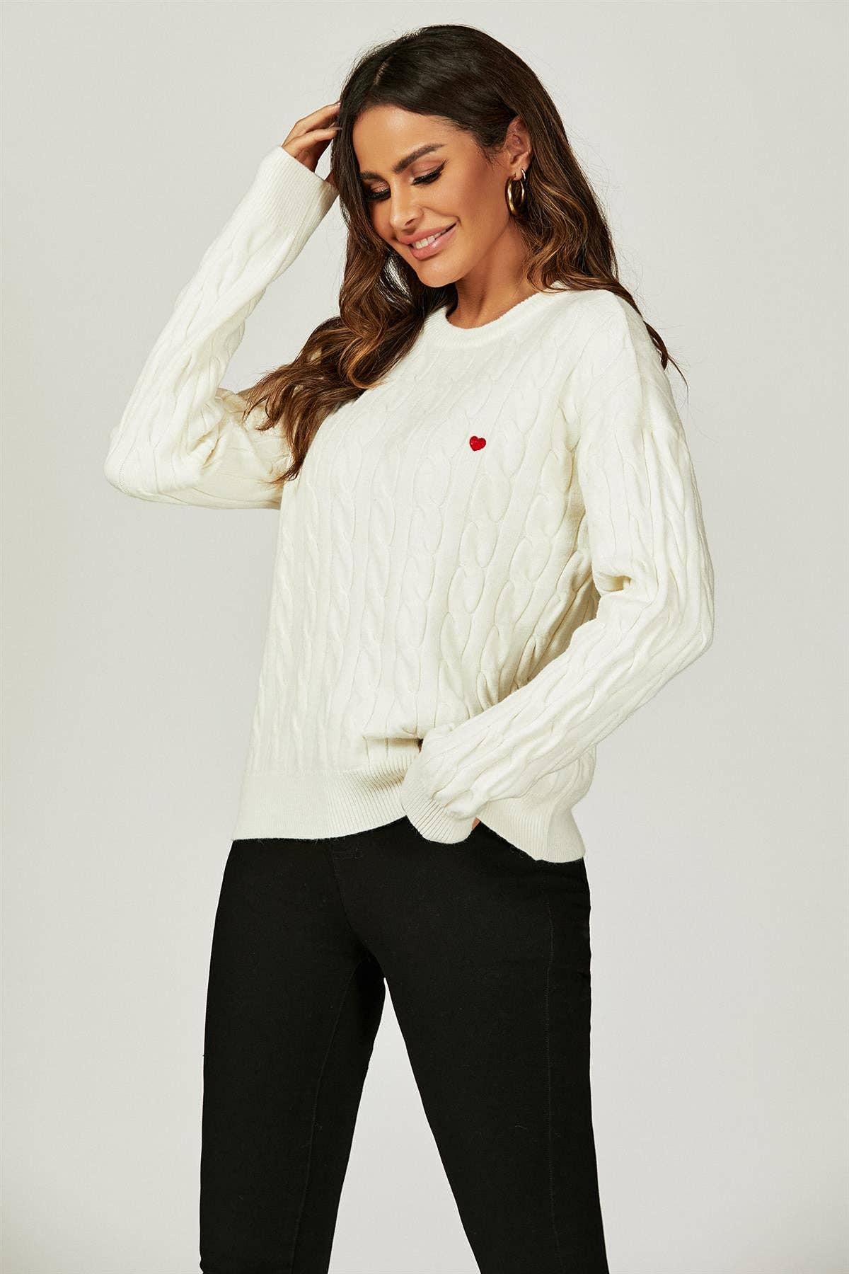 Creme Hjertebroderi Jumpertop I Creme for engroshandel på Faire2