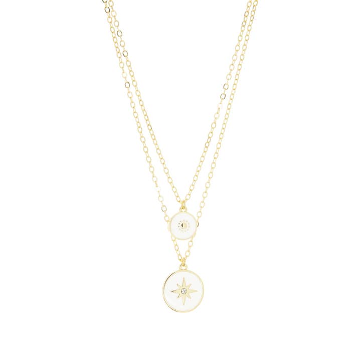 layered enamel charm necklace for wholesale by Marlyn Schiff