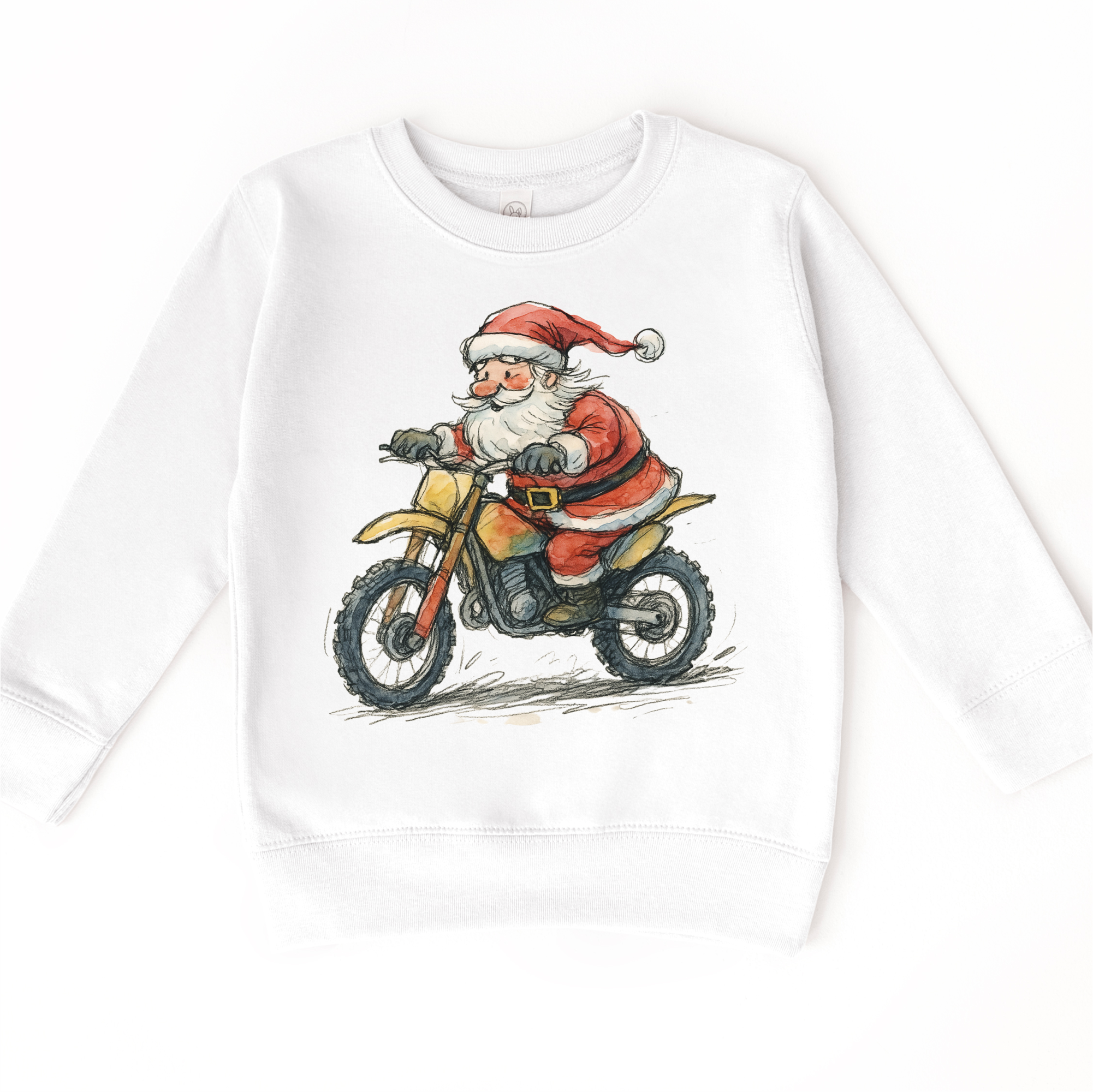 Madi Moosh - Wholesale Screen Printed T-Shirt - Kids - Santa Riding A Motocross Dirt Bike T-Shirt - Kids Christmas Tee6