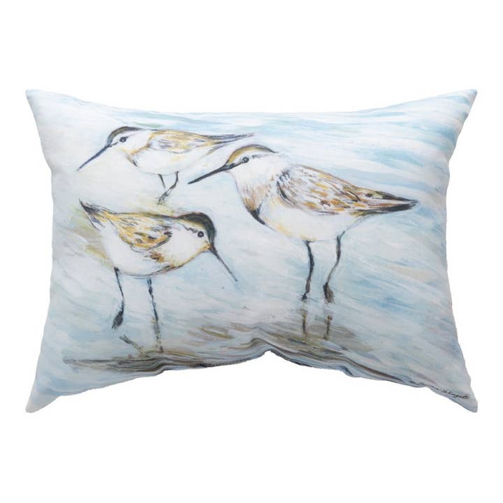 Coastal Shores Sandpipers Climaweave Throw Pillow By Manual Woodworkers & Weavers for wholesale by Playful Tail