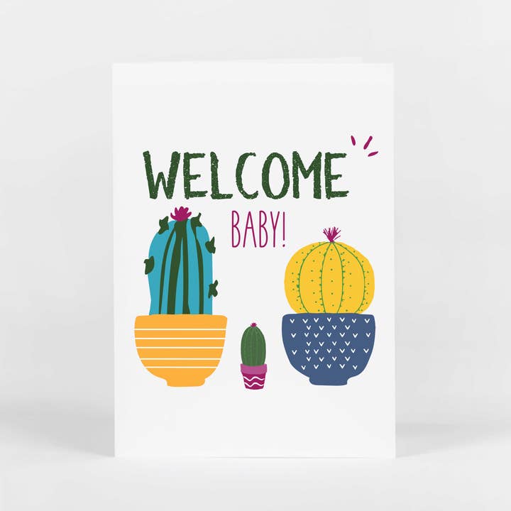 Welcome Baby Cacti Card for wholesale by Potluck Press