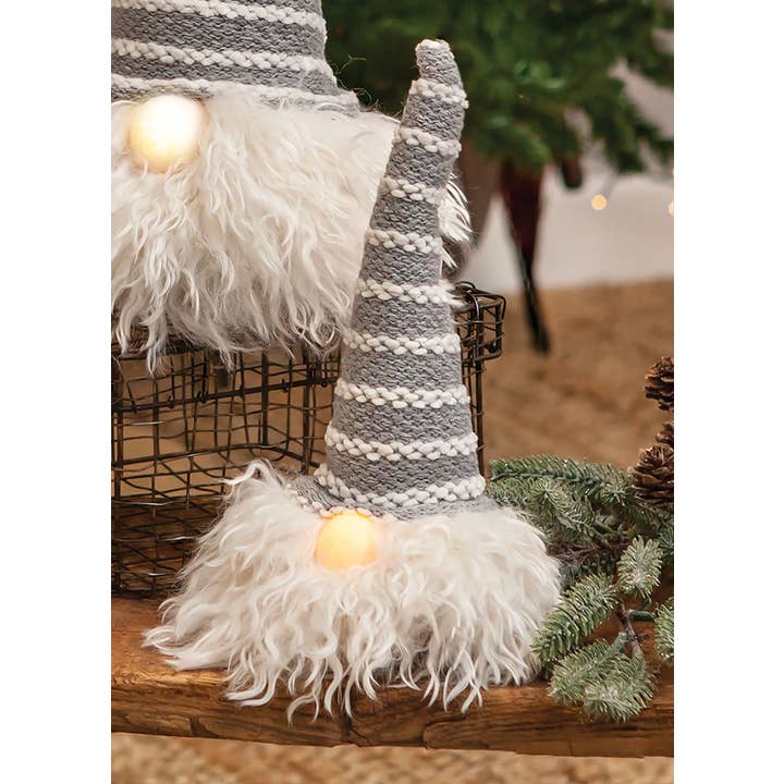 Bright Ideas - Wholesale Christmas Decoration - Sm Grey Hat Santa Gnome w/LED Light Nose1