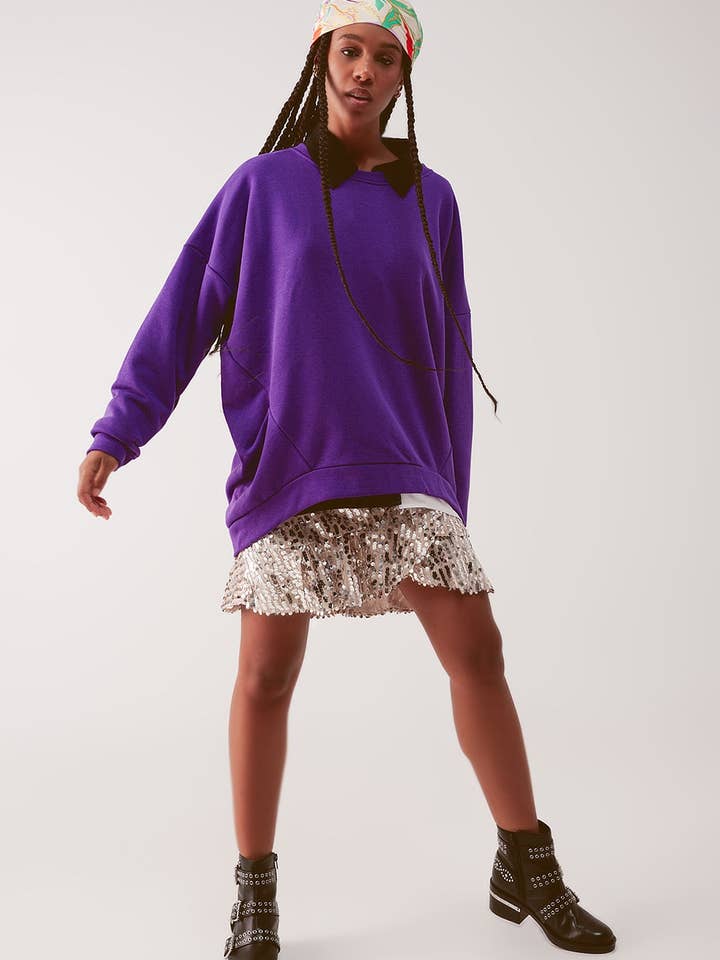 Oversized sweatshirt in purple for wholesale on Faire2