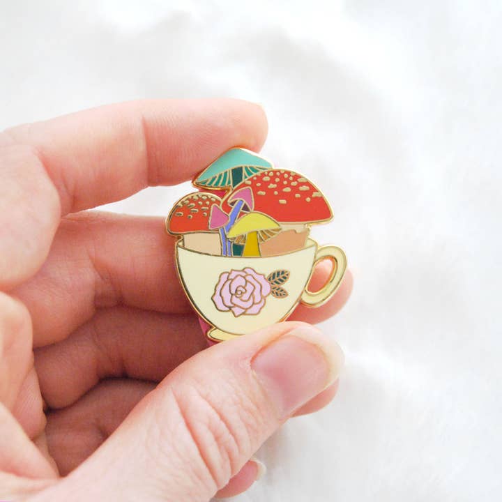 Beauluster - Wholesale Lapel Pin/Button - Mushroom Tea Enamel Pin2