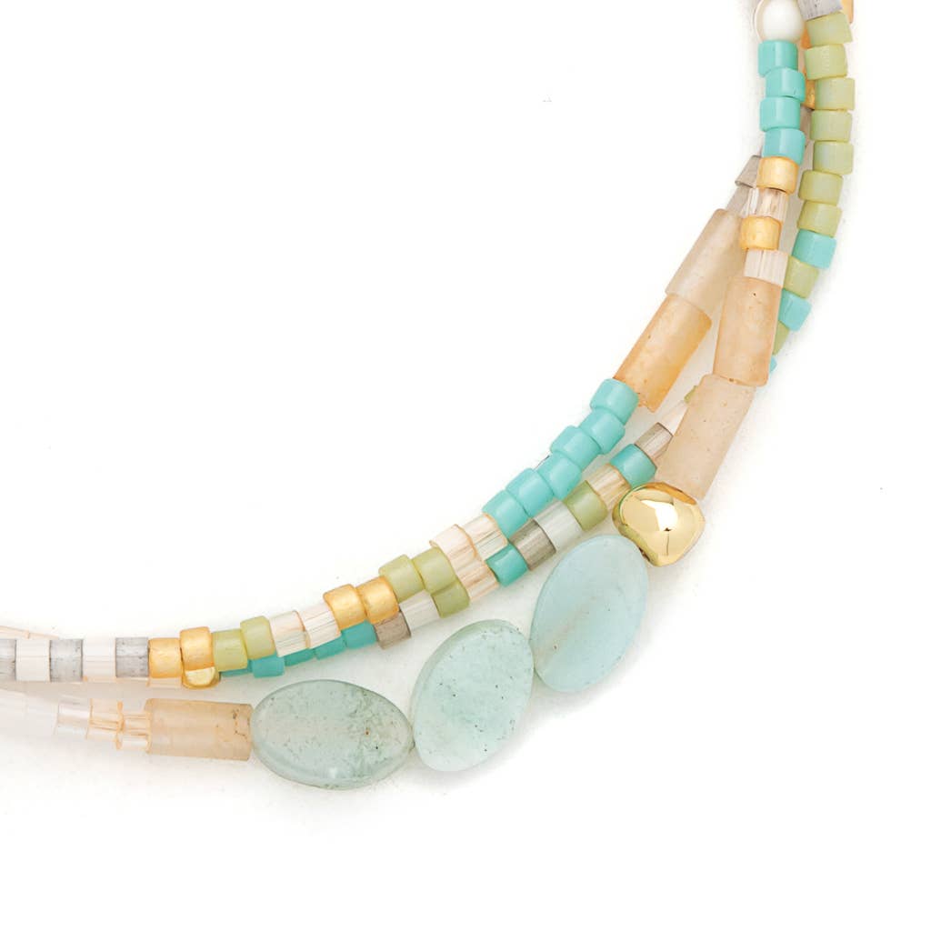 Scout Curated Wears - Wholesale Beaded Bracelet - Mixed Media Bracelet - Courage/Amazonite/Gold2