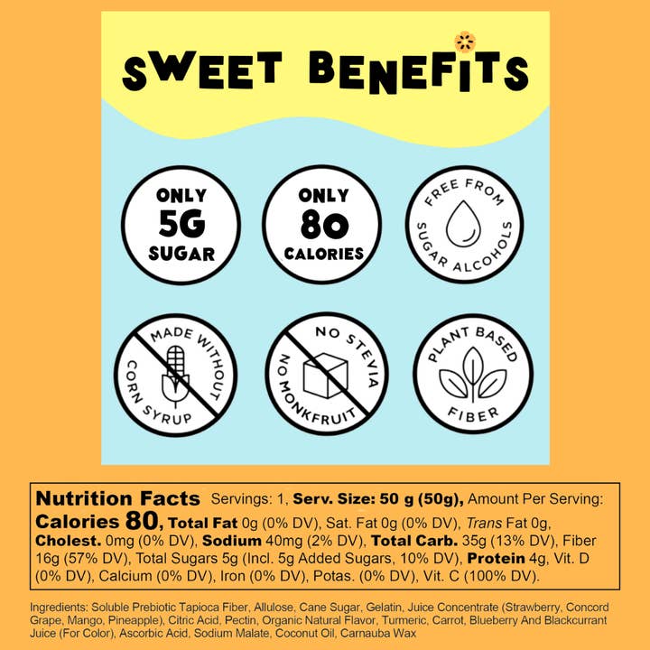 TiDBiTS Candy - Wholesale Gummy - 12pk Original Mix Gummy Candy, Low Sugar 5g, Prebiotics