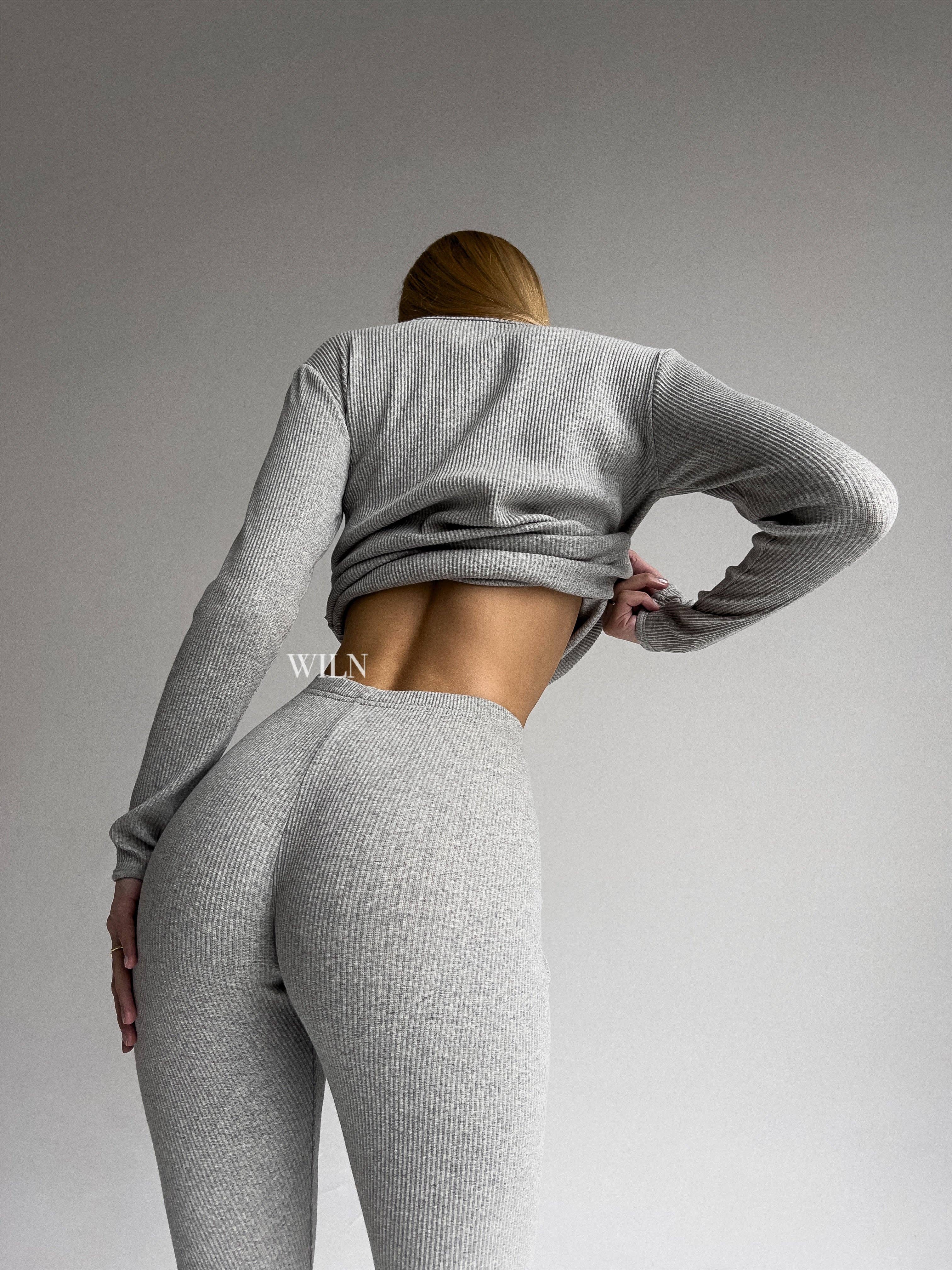 Wiln - Vente Ensemble de vêtements d'intérieur – femme - Vêtements de détente 2 pièces en coton côtelé EASE personnalisés0