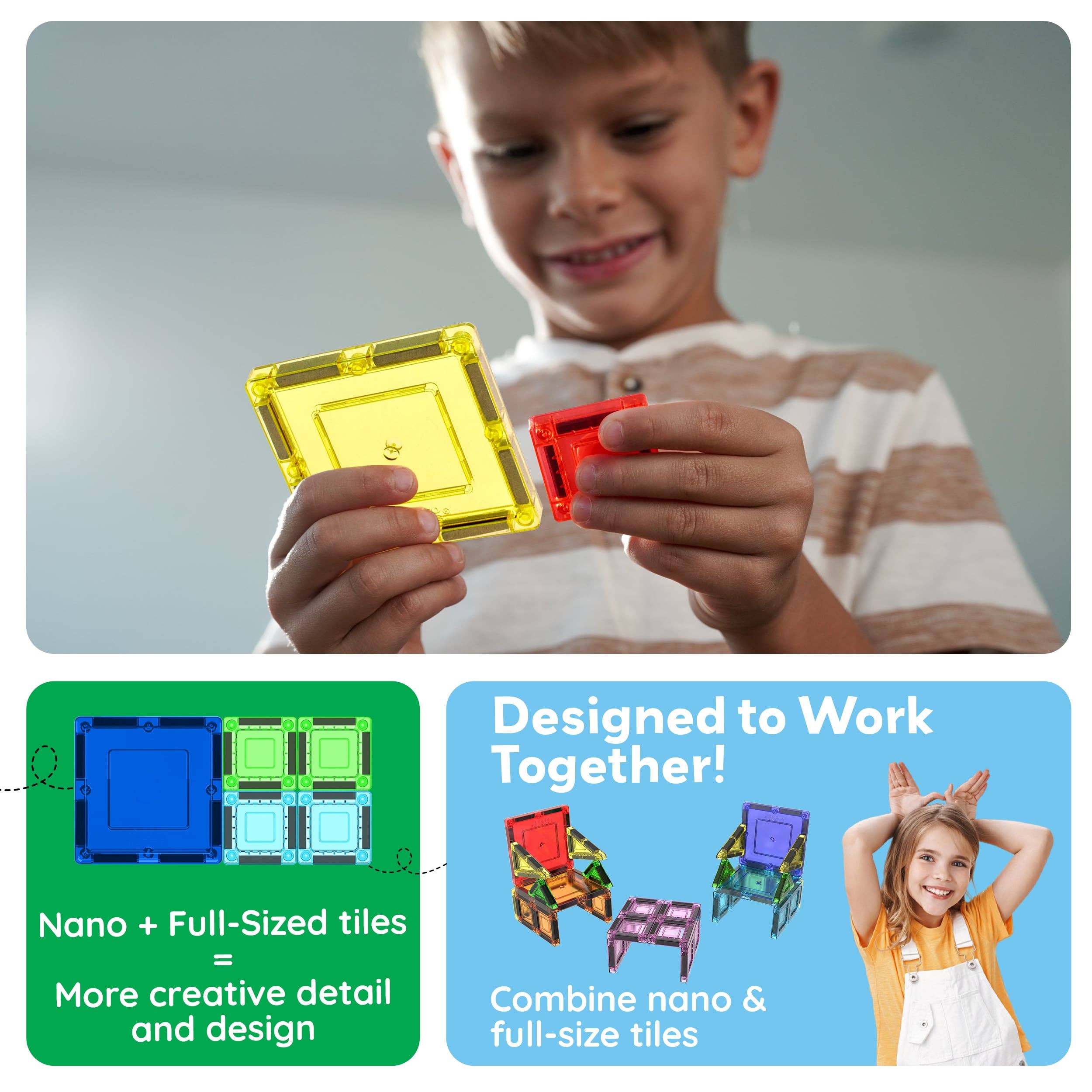 PicassoTiles - Wholesale Building Set - Kids - 40pc Nano Magnetic Building Tiles Construction Travel Set4