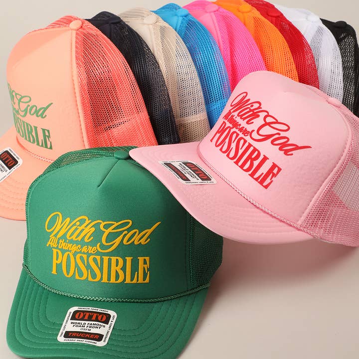 Med Gud er alt muligt Mesh Back Skum Trucker for engroshandel hos Fashion City