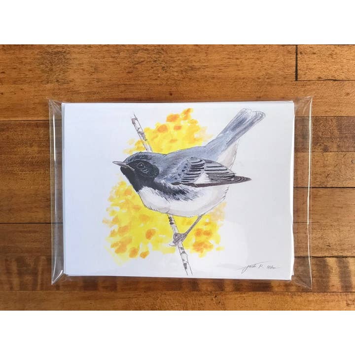 Kortset med svarthakad blåskogssångare för wholesale av Jack Hobe Nature Art