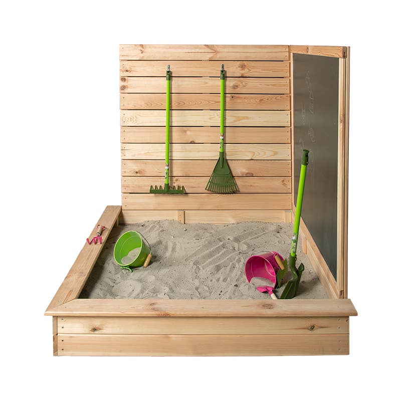 Esschert Design USA - Vente Jouet en bois – enfant - Bac à sable pour enfants avec tableau à craie3