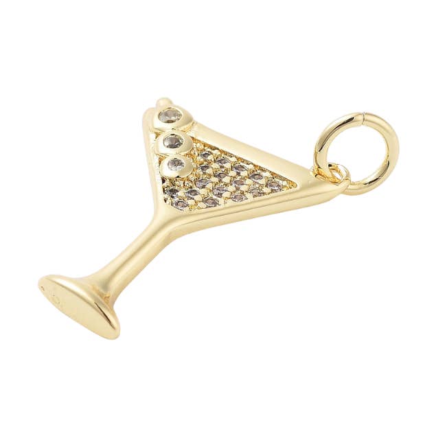 The Charm Bar Company - Wholesale Individual Charm/Pendant - * Gold CZ Martini Glass0