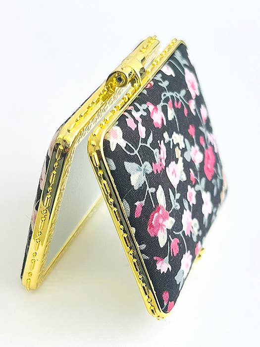 ( H027 ) FLOWER PATTERN PORTABLE MAKEUP MIRROR - SQUARE for wholesale by Jewelry Max